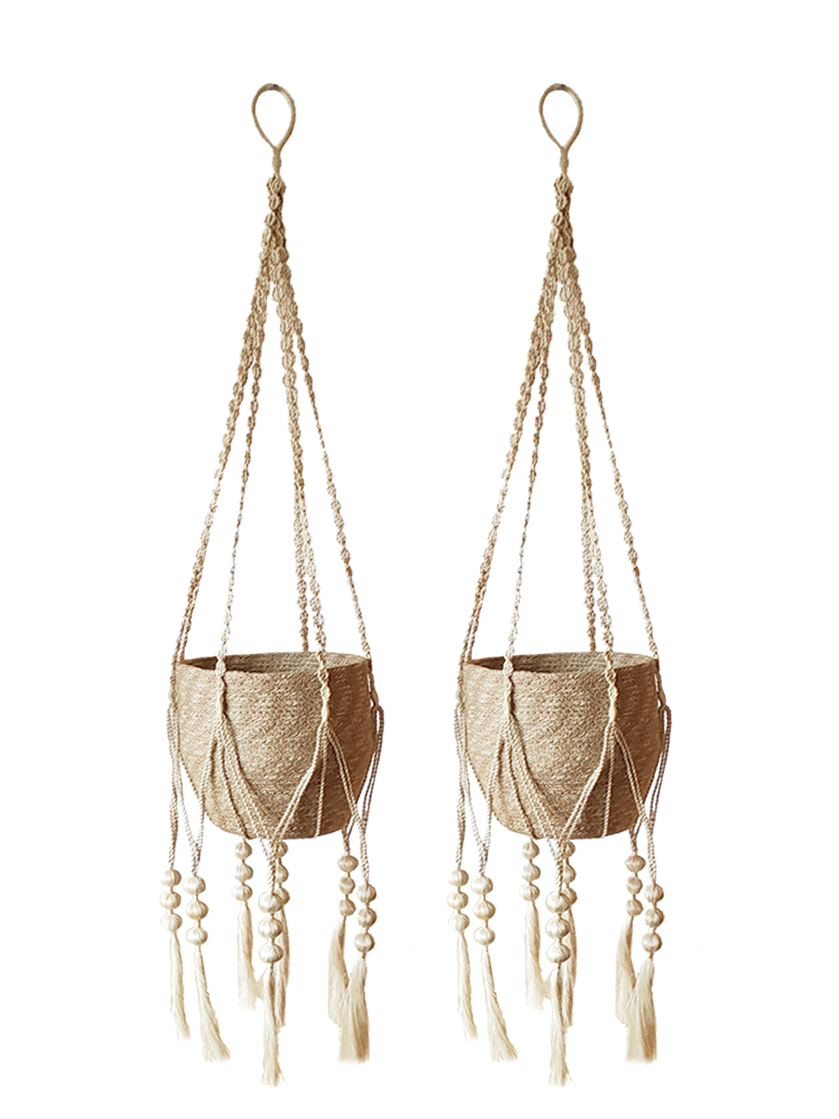Fiora plant hanger with a woven basket set image