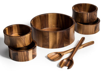Large Salad Bowl with Servers and 4 Individuals - 328B7