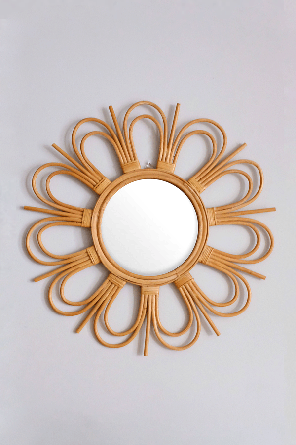 Bong Sunburst Natural Rattan Mirror 