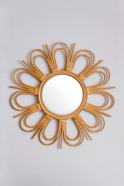 Bong Sunburst Natural Rattan Mirror 