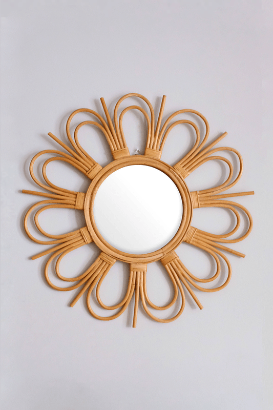 Bong Sunburst Natural Rattan Mirror 