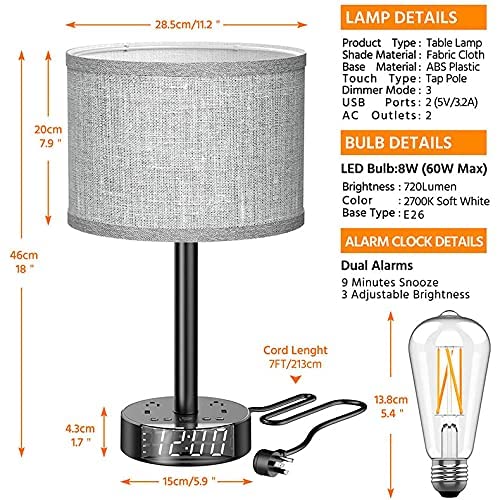Bedside lamp with clock