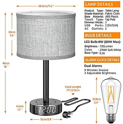 Bedside lamp with clock