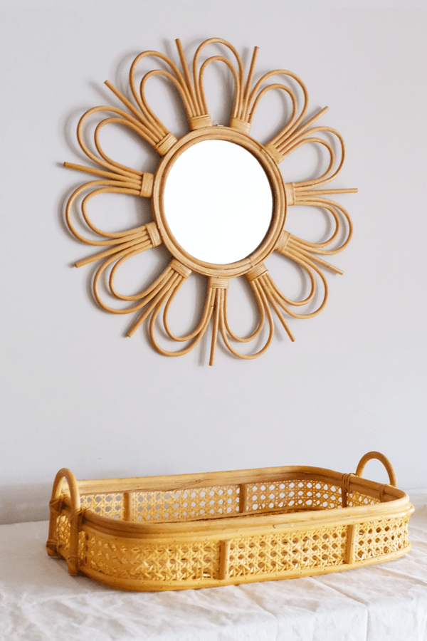 Bong Sunburst Natural Rattan Mirror 