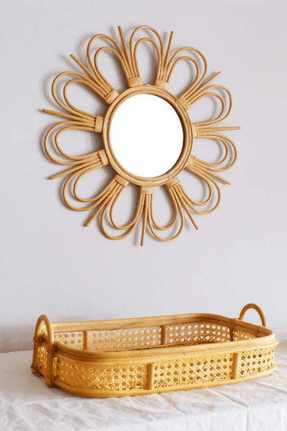 Bong Sunburst Natural Rattan Mirror 