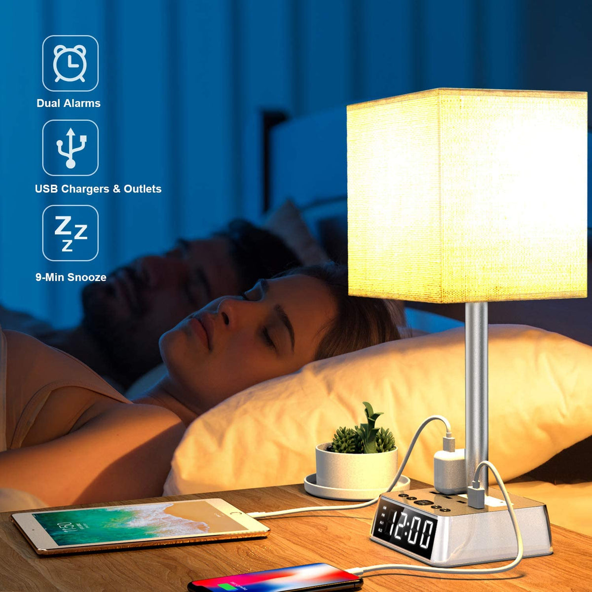 Charging station table lamp