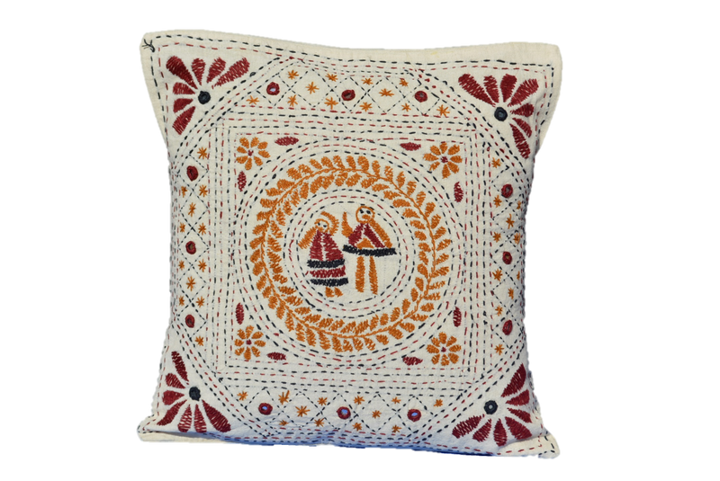 Hand-Embroidered Mirror Pillow
