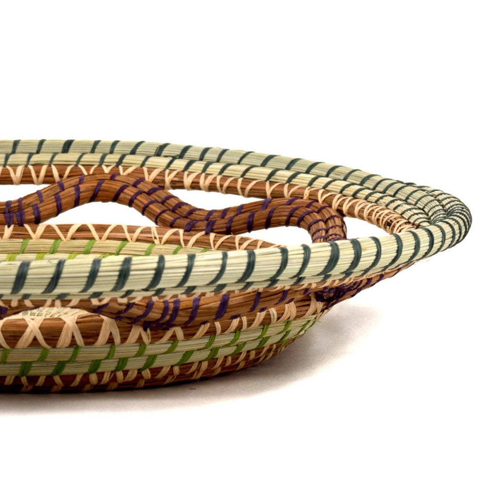 Handmade Celestina Basket displayed as a colorful tabletop home décor accent.