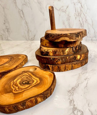 Natural wood coasters