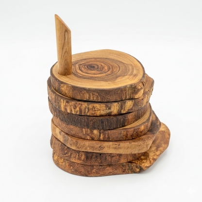 Olive wood coasters