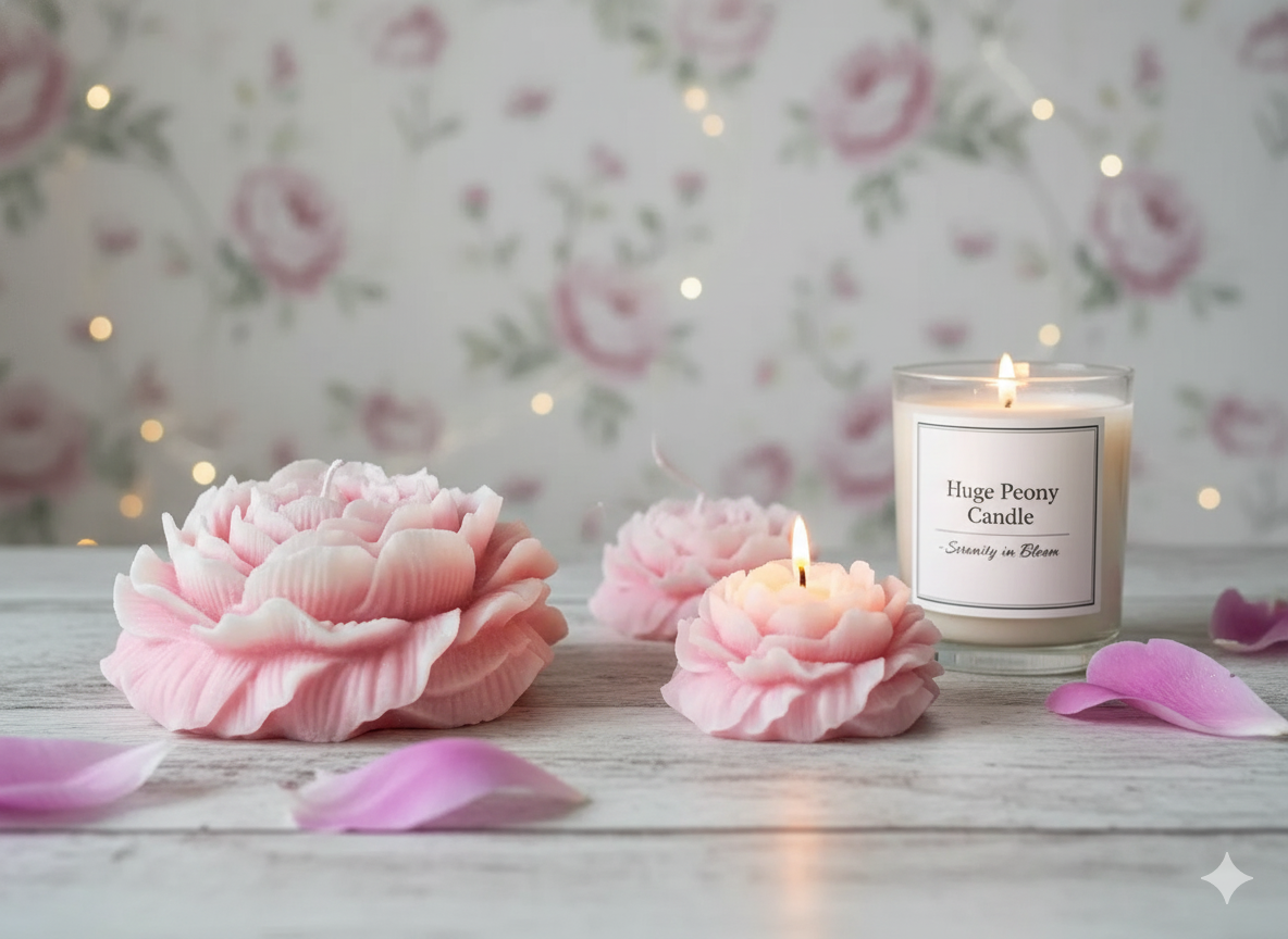 Peony flower candle