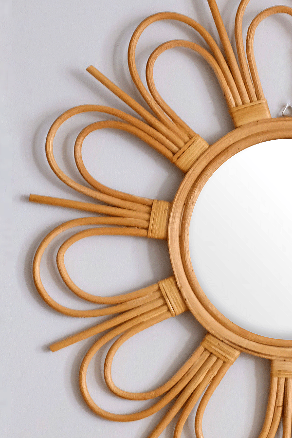 Rattan sunburst mirror