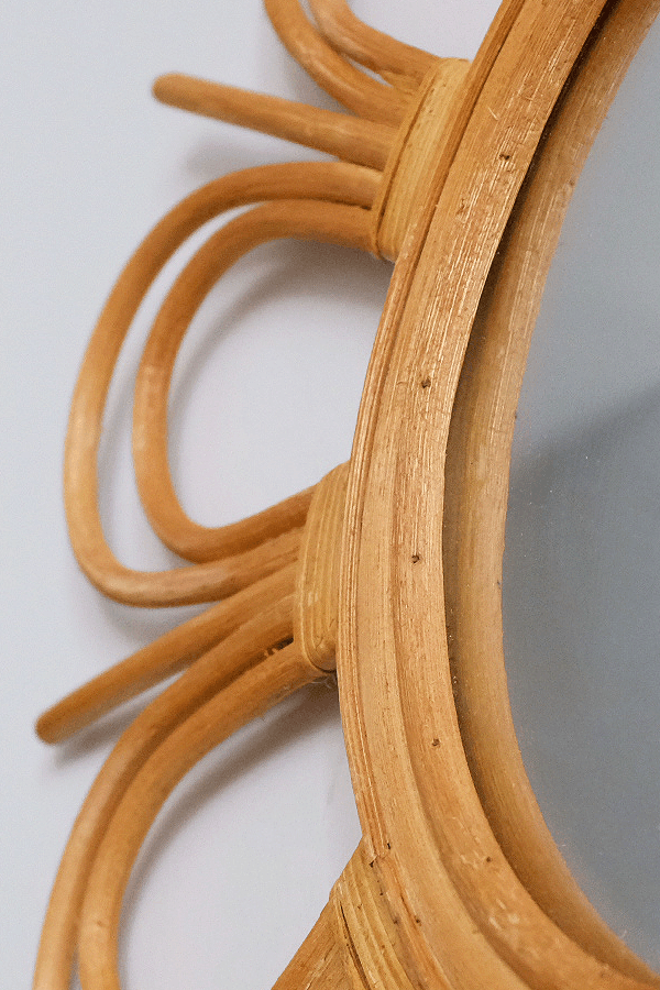 Sunburst rattan mirror