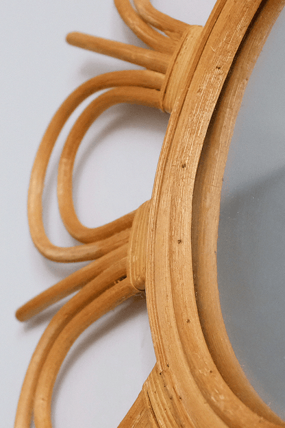 Sunburst rattan mirror