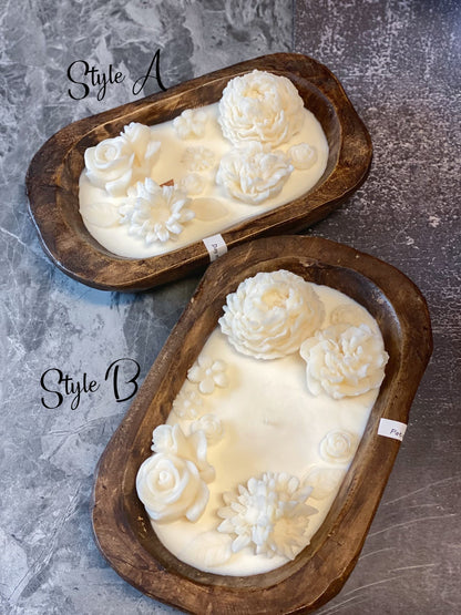 Wooden bowl candle