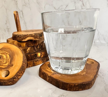 Wooden coasters with holder