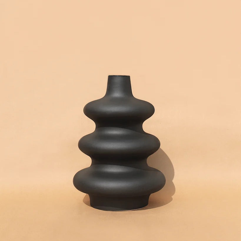 Black Big Mezo Vase by Osmos Studio featuring a sculptural, tree-inspired silhouette.