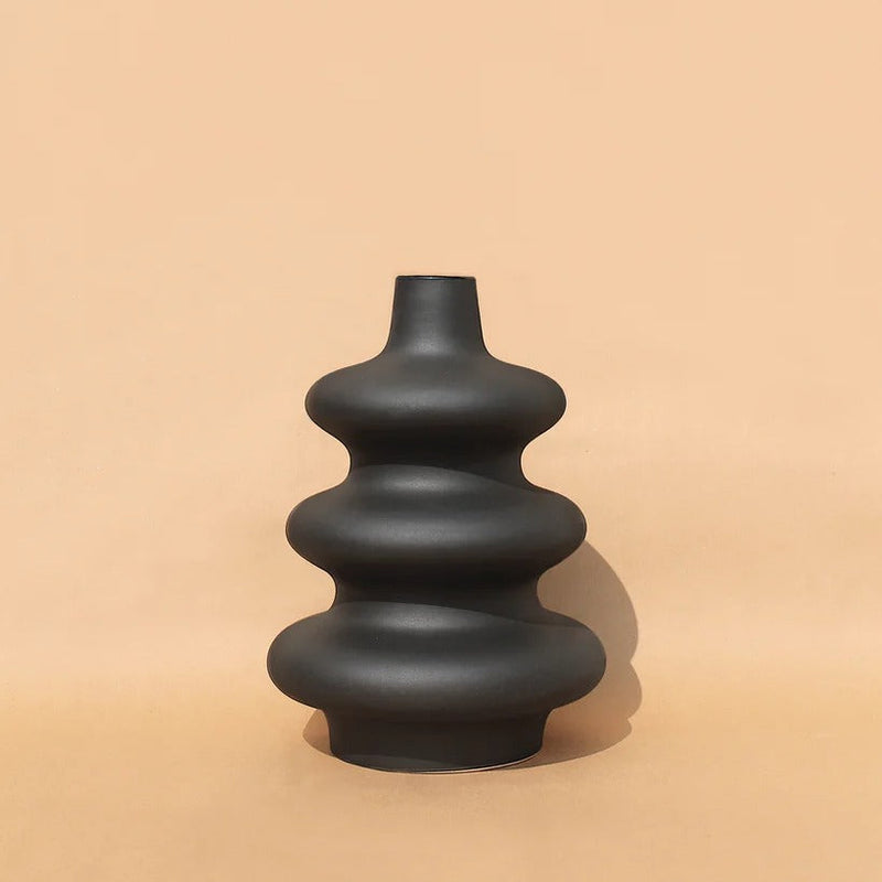 Black Big Mezo Vase by Osmos Studio featuring a sculptural, tree-inspired silhouette.