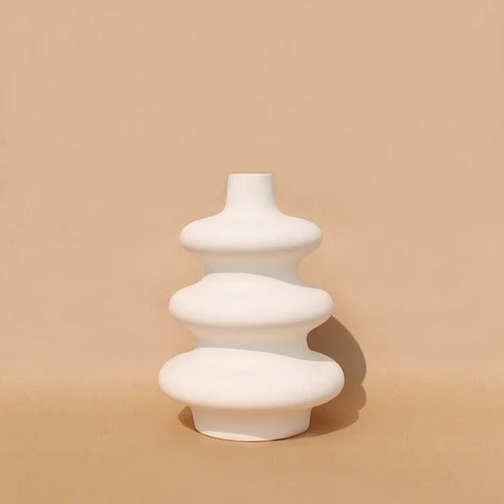 White Big Mezo Vase with a minimalist Scandinavian design for modern home décor.