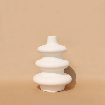 White Big Mezo Vase with a minimalist Scandinavian design for modern home décor.